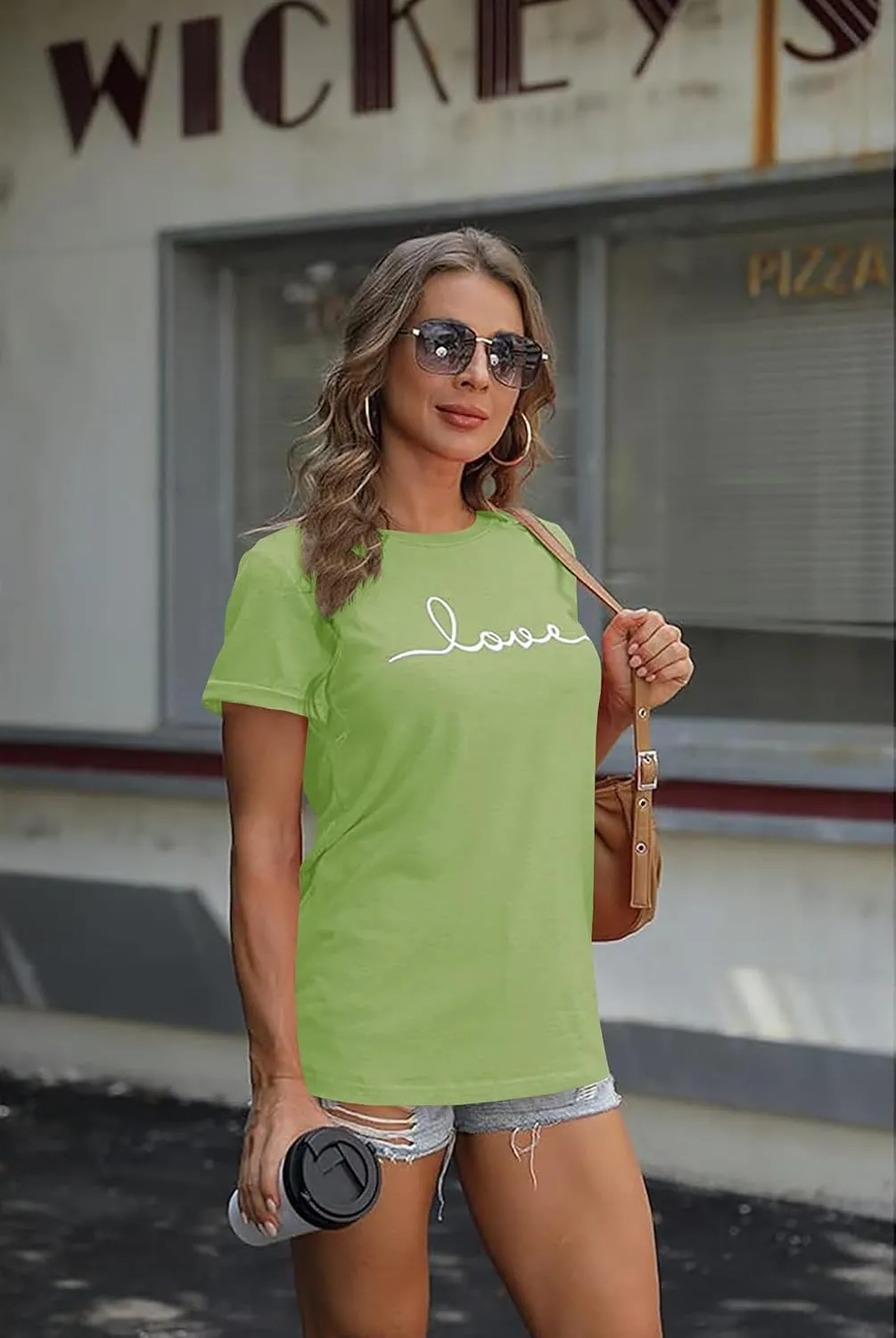 NIUBIA Women's T-Shirt Graphic Tees Love Printed Casual Short Sleeve Tops Summer Loose Fitted Top