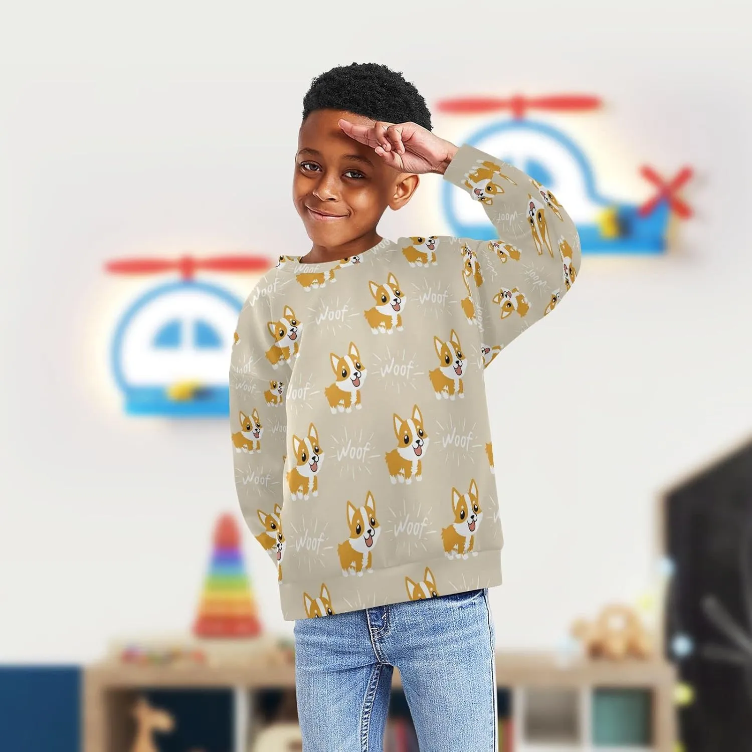 Plaaee Kids Crewneck Long Sleeve Fleece Sweatshirt Pullover Top for Boys or Girls Monster Trucks Car Prints 4T