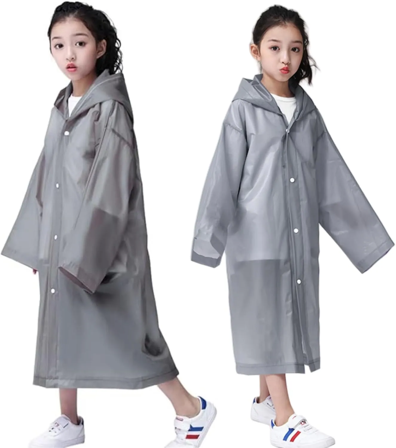 Rain Poncho for Kids Raincoat, 2-5 Pack Reusable EVA Rain Coats for 6-14 Boys Girls, Rain Jackets Gear with Hood