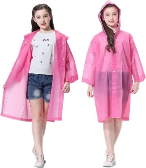 Rain Poncho for Kids Raincoat, 2-5 Pack Reusable EVA Rain Coats for 6-14 Boys Girls, Rain Jackets Gear with Hood