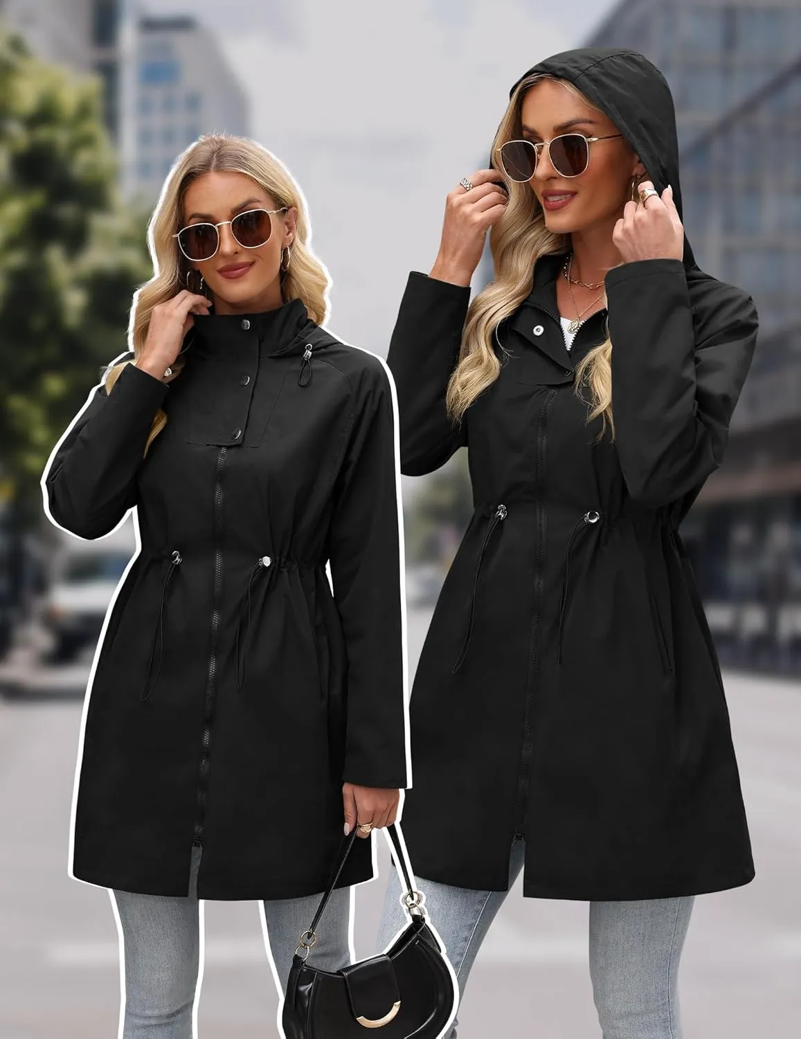 Raincoat Women Waterproof Long Hooded Rain Jacket Climbing Outdoor Trench Coats Windbreaker Travel Jacket