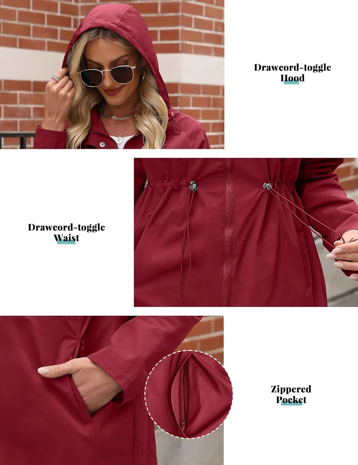 Raincoat Women Waterproof Long Hooded Rain Jacket Climbing Outdoor Trench Coats Windbreaker Travel Jacket