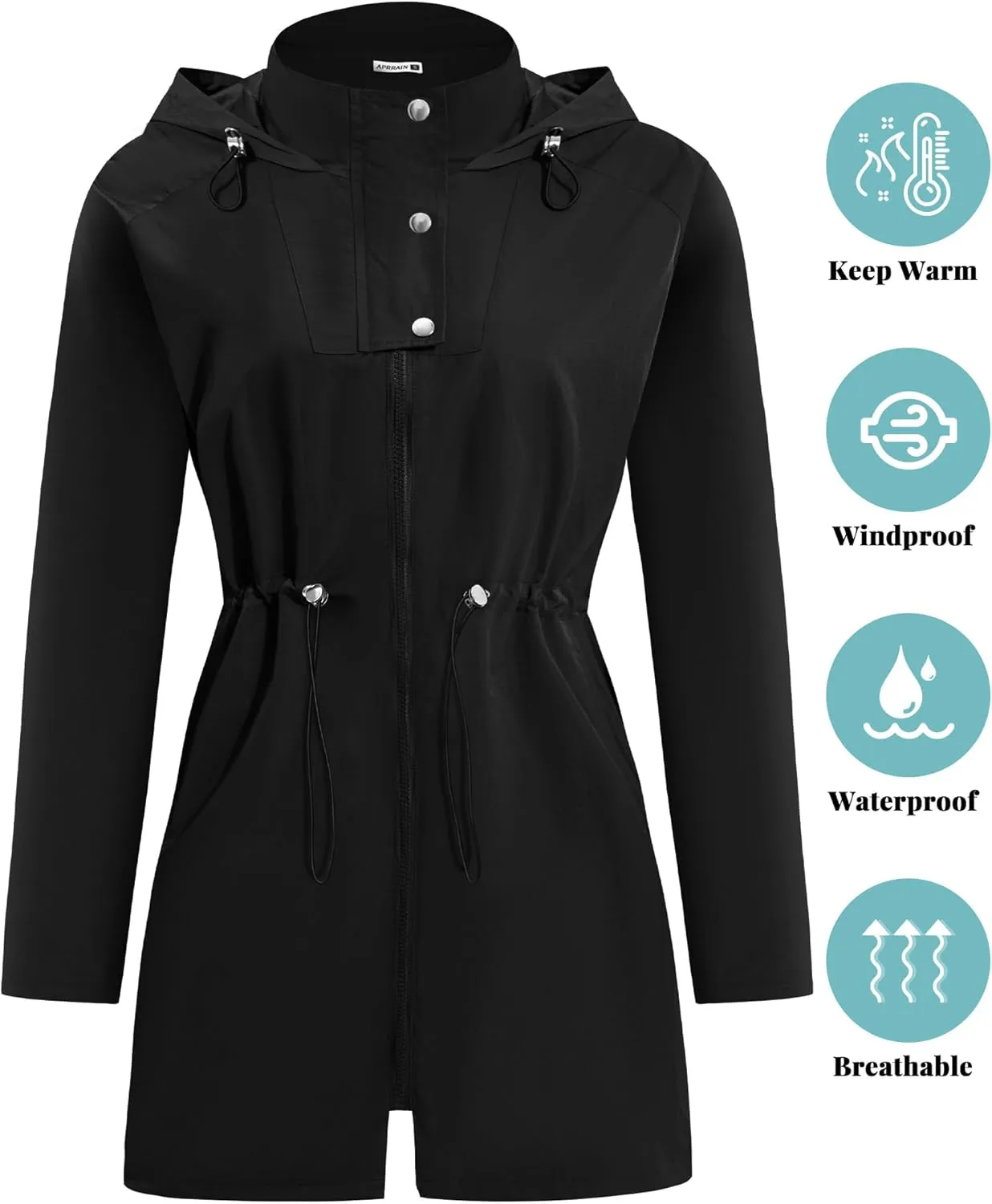 Raincoat Women Waterproof Long Hooded Rain Jacket Climbing Outdoor Trench Coats Windbreaker Travel Jacket