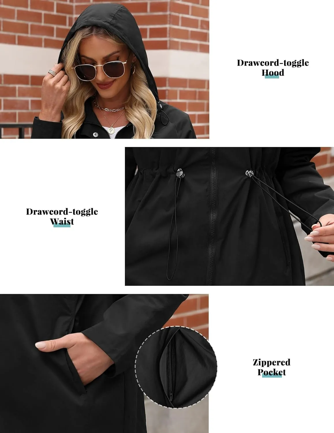 Raincoat Women Waterproof Long Hooded Rain Jacket Climbing Outdoor Trench Coats Windbreaker Travel Jacket