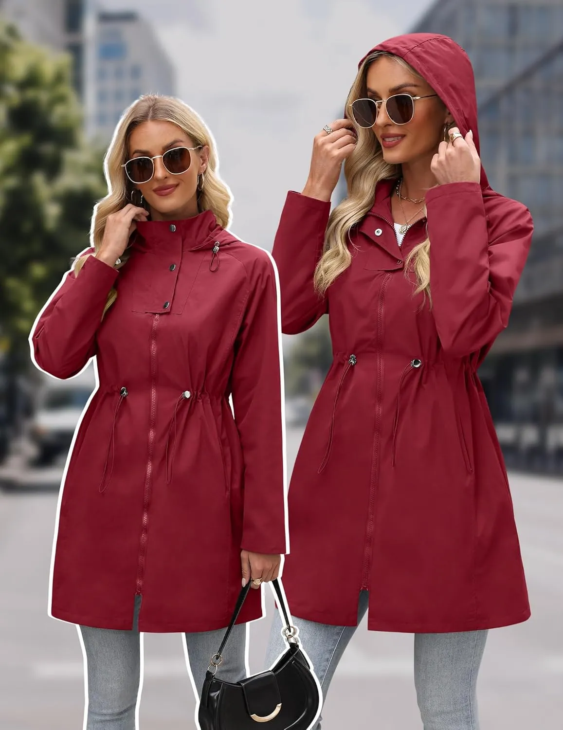Raincoat Women Waterproof Long Hooded Rain Jacket Climbing Outdoor Trench Coats Windbreaker Travel Jacket