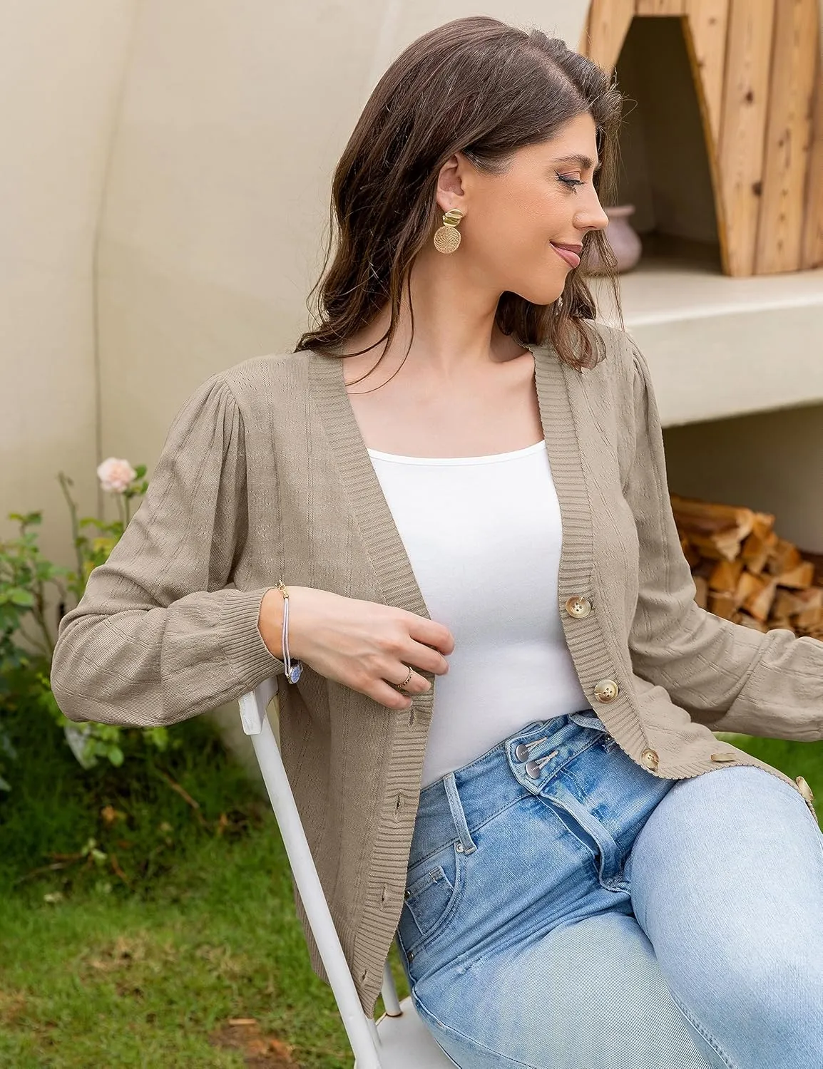 REDHOTYPE Women's Cardigans Button Down V Neck Casual Sweater Open Front Cardigan Sweaters