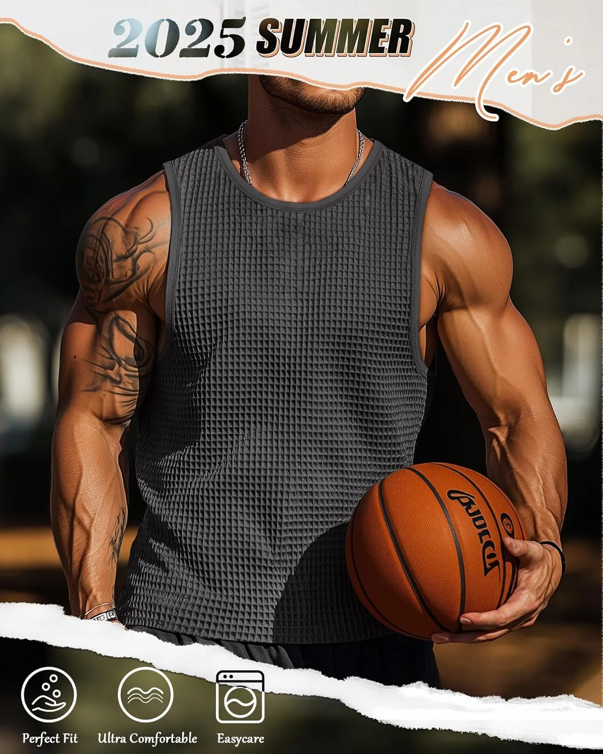 Riyiper 3 Pack Mens Big and Tall Tank Tops Waffle Knit Casual Sleeveless Shirts Plus Size Summer Muscle Tees