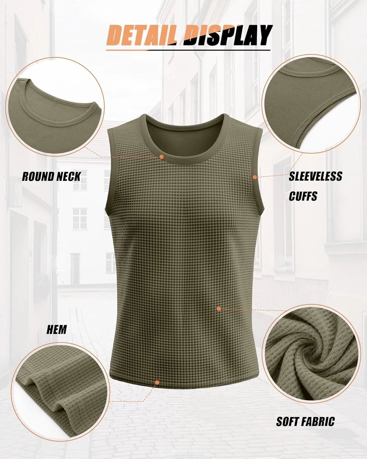 Riyiper 3 Pack Mens Big and Tall Tank Tops Waffle Knit Casual Sleeveless Shirts Plus Size Summer Muscle Tees