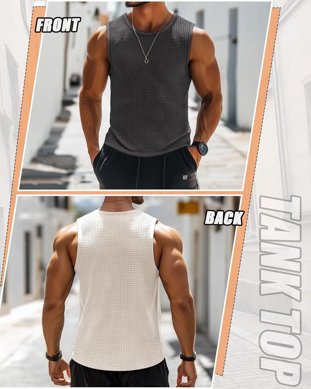 Riyiper 3 Pack Mens Big and Tall Tank Tops Waffle Knit Casual Sleeveless Shirts Plus Size Summer Muscle Tees