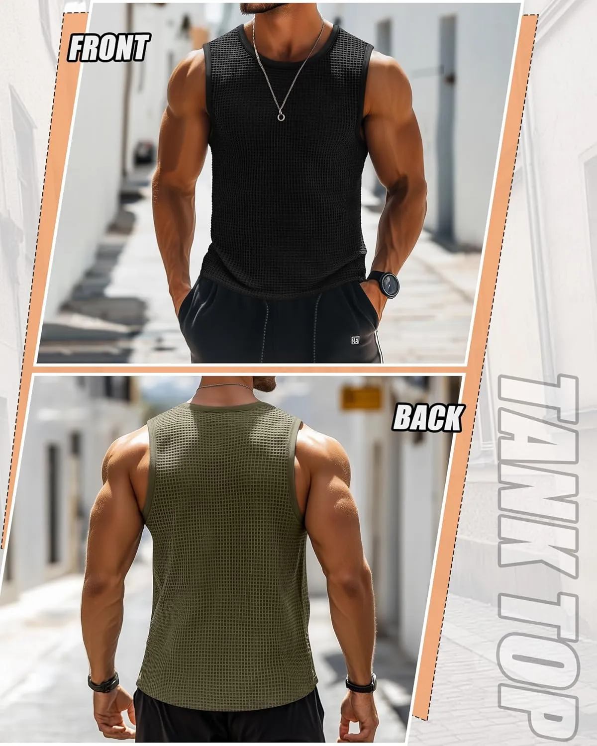 Riyiper 3 Pack Mens Big and Tall Tank Tops Waffle Knit Casual Sleeveless Shirts Plus Size Summer Muscle Tees