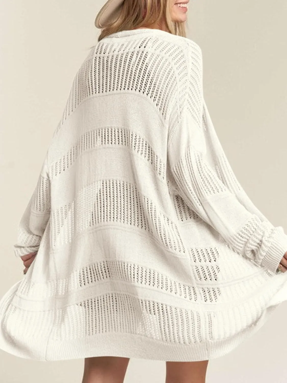 Saodimallsu Womens Summer Lightweight Cardigans Crochet Knit Boho Open Front Long Sleeve Loose Sweater Outwear