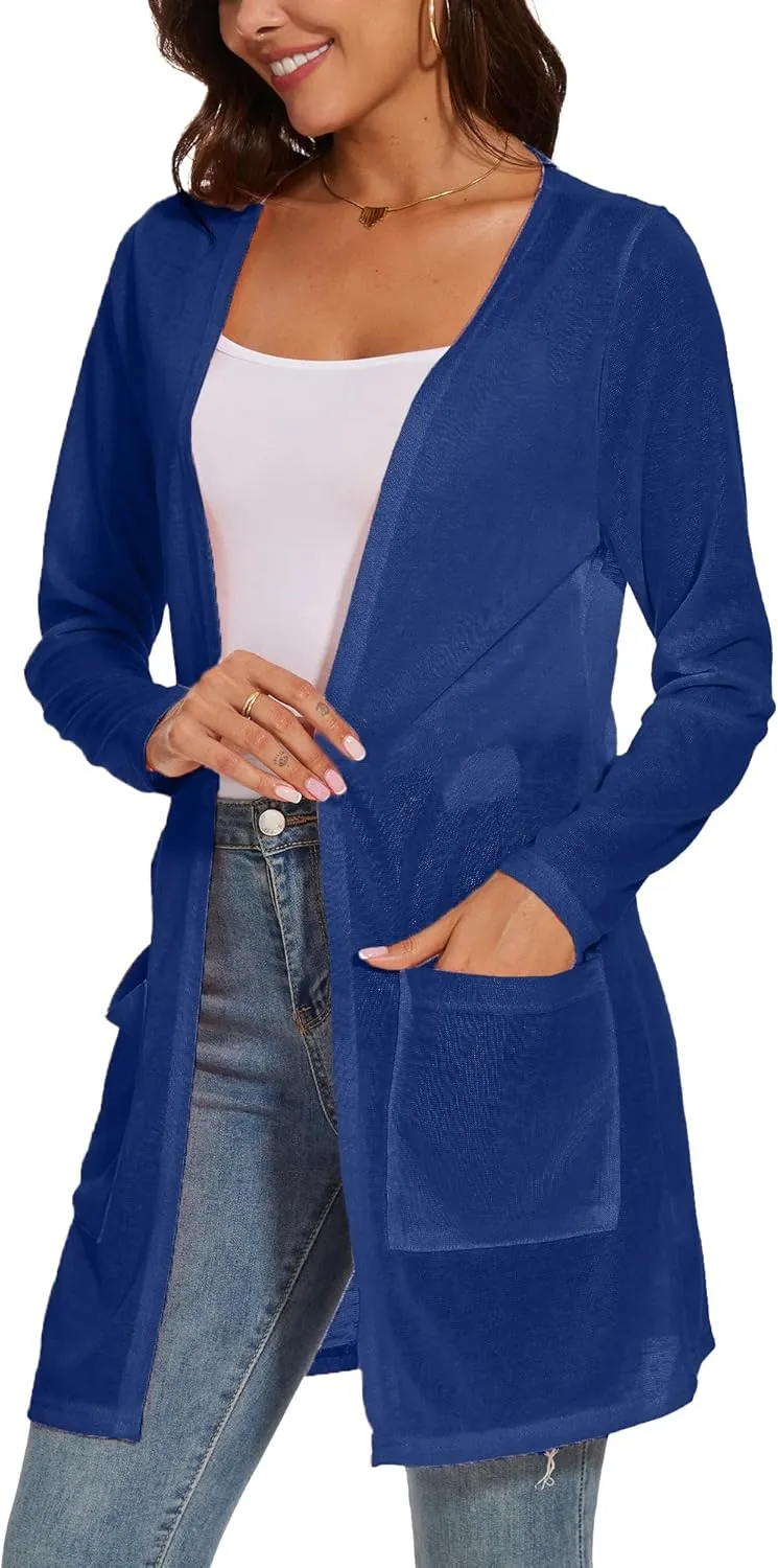 Spicy Sandia Sheer Summer Cardigans for Women Lightweight Open Front Long Sleeve Light Weight Duster Spring Trendy