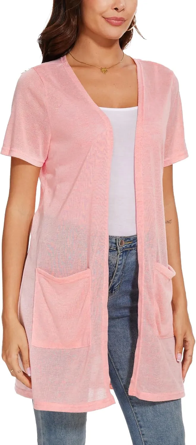 Spicy Sandia Sheer Summer Cardigans for Women Lightweight Open Front Long Sleeve Light Weight Duster Spring Trendy