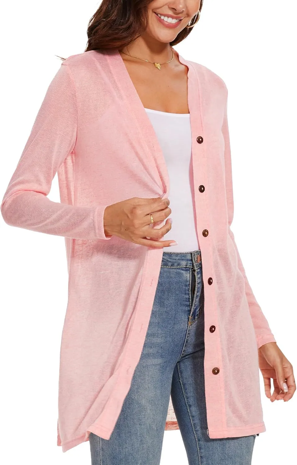 Spicy Sandia Sheer Summer Cardigans for Women Lightweight Open Front Long Sleeve Light Weight Duster Spring Trendy