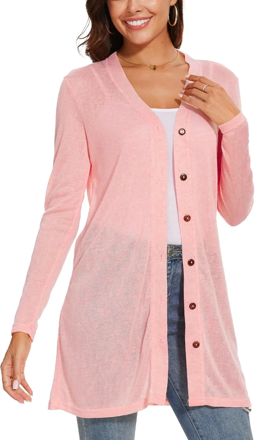Spicy Sandia Sheer Summer Cardigans for Women Lightweight Open Front Long Sleeve Light Weight Duster Spring Trendy