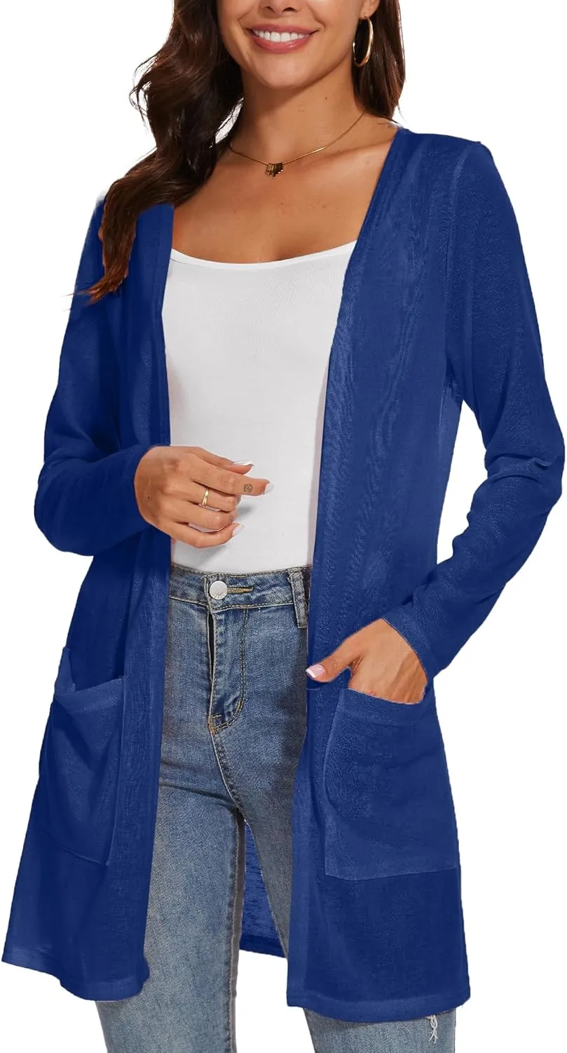 Spicy Sandia Sheer Summer Cardigans for Women Lightweight Open Front Long Sleeve Light Weight Duster Spring Trendy