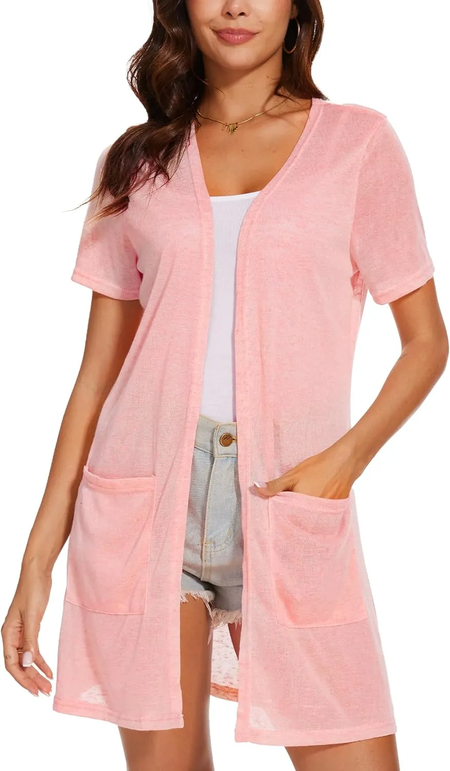 Spicy Sandia Sheer Summer Cardigans for Women Lightweight Open Front Long Sleeve Light Weight Duster Spring Trendy
