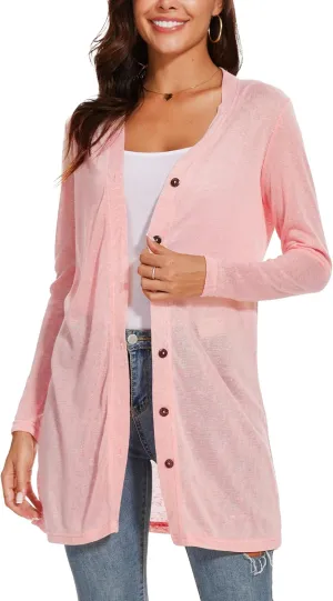 Spicy Sandia Sheer Summer Cardigans for Women Lightweight Open Front Long Sleeve Light Weight Duster Spring Trendy