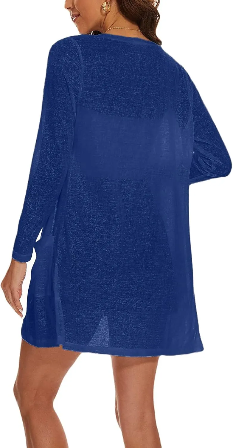 Spicy Sandia Sheer Summer Cardigans for Women Lightweight Open Front Long Sleeve Light Weight Duster Spring Trendy