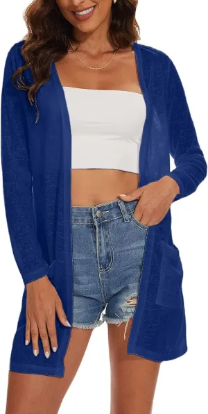 Spicy Sandia Sheer Summer Cardigans for Women Lightweight Open Front Long Sleeve Light Weight Duster Spring Trendy