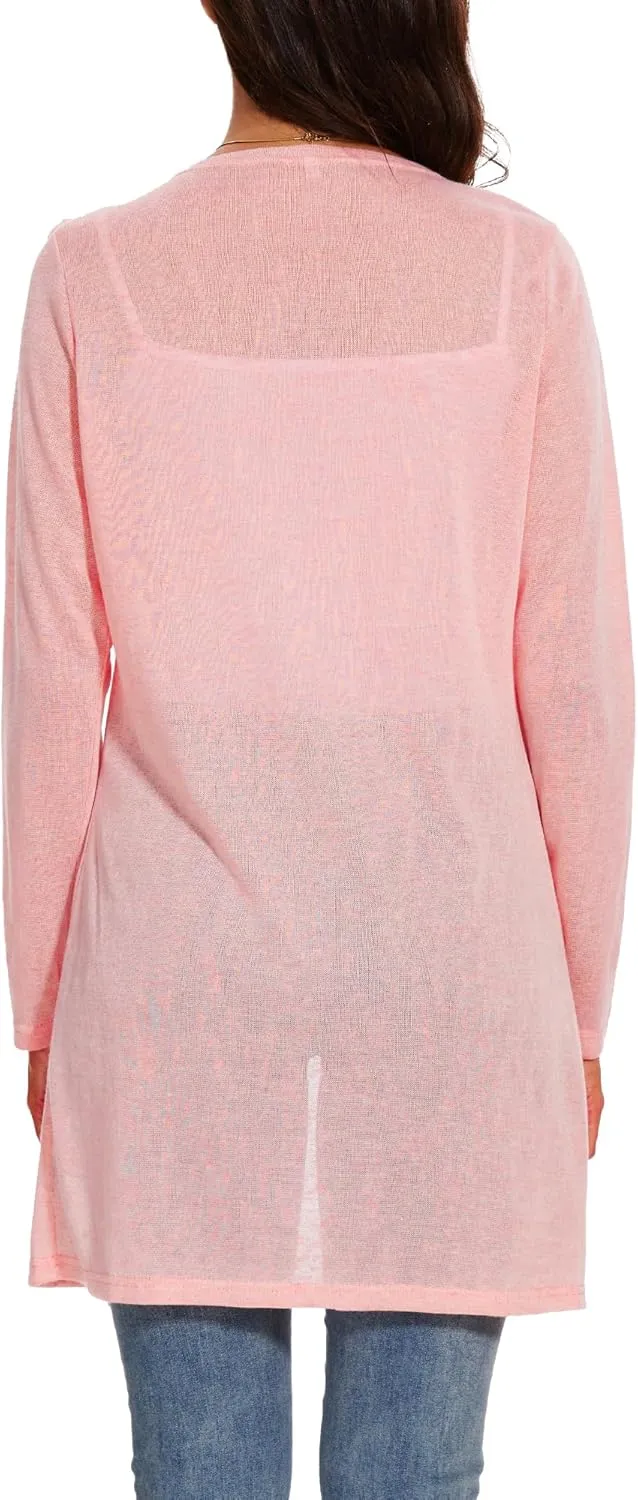 Spicy Sandia Sheer Summer Cardigans for Women Lightweight Open Front Long Sleeve Light Weight Duster Spring Trendy