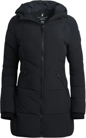 Spyder Women's Puffer Jacket - Cozy Hooded Long Puffer Jackets for Women with Hand Pockets - Soft Stretch Bubble Jacket S-XL