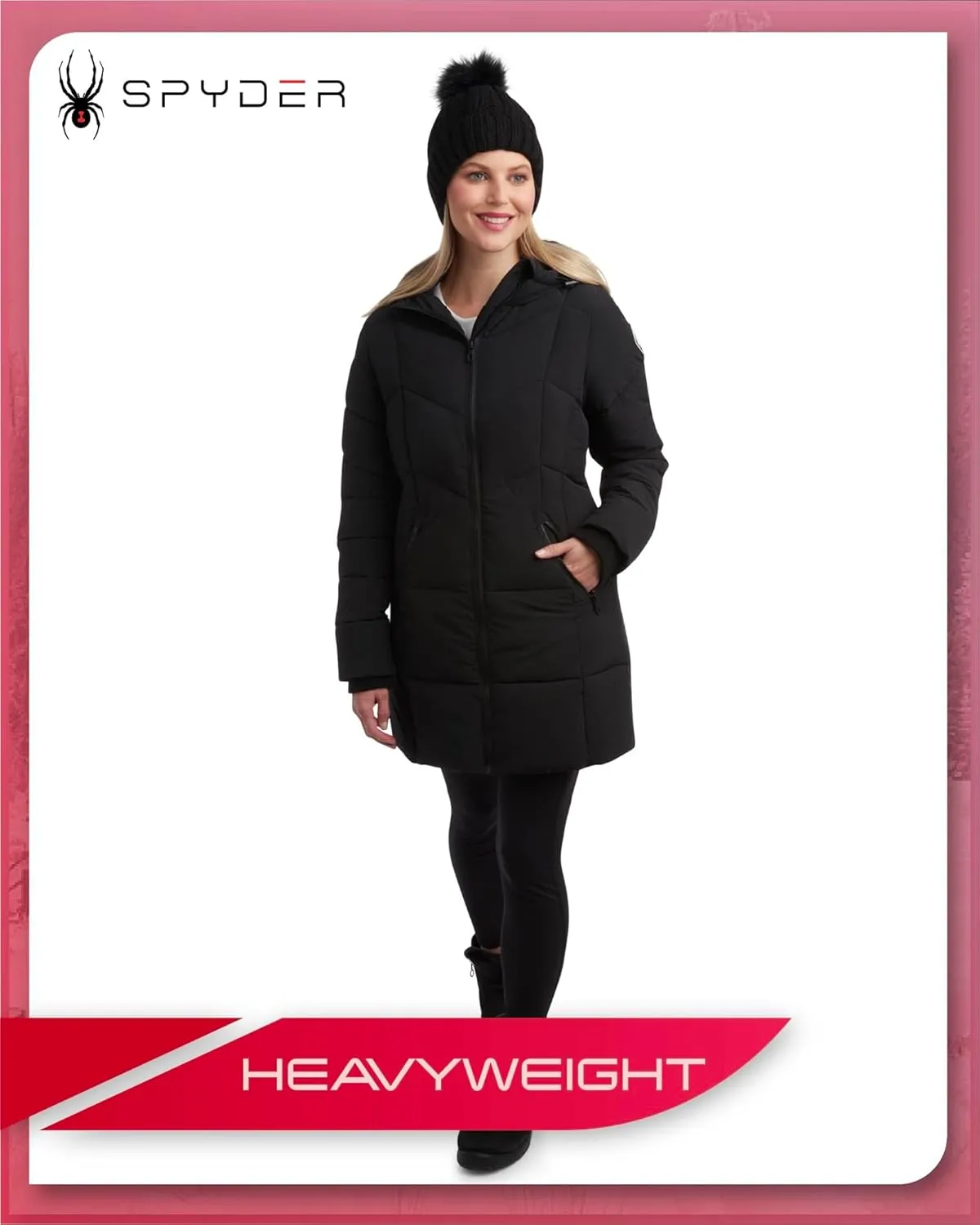 Spyder Women's Puffer Jacket - Cozy Hooded Long Puffer Jackets for Women with Hand Pockets - Soft Stretch Bubble Jacket S-XL