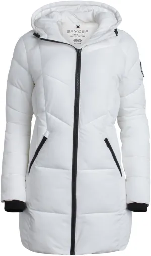 Spyder Women's Puffer Jacket - Cozy Hooded Long Puffer Jackets for Women with Hand Pockets - Soft Stretch Bubble Jacket S-XL