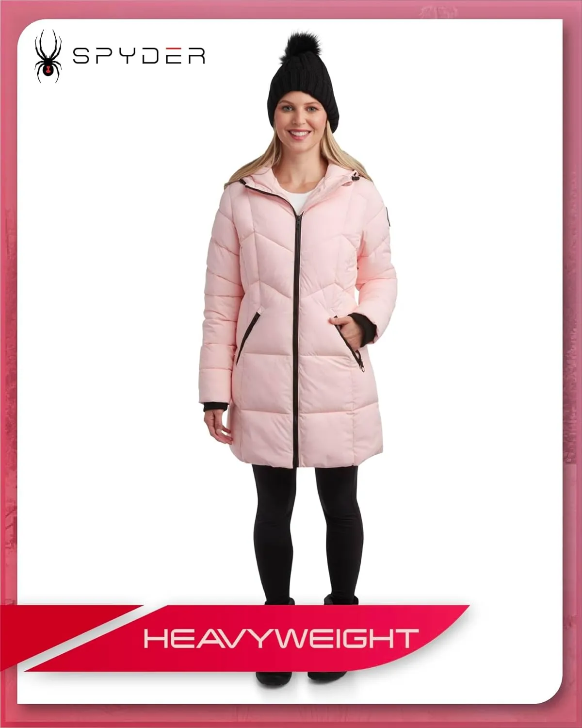 Spyder Women's Puffer Jacket - Cozy Hooded Long Puffer Jackets for Women with Hand Pockets - Soft Stretch Bubble Jacket S-XL