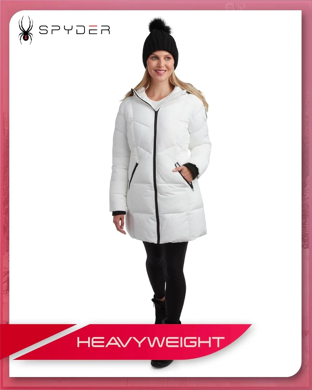 Spyder Women's Puffer Jacket - Cozy Hooded Long Puffer Jackets for Women with Hand Pockets - Soft Stretch Bubble Jacket S-XL