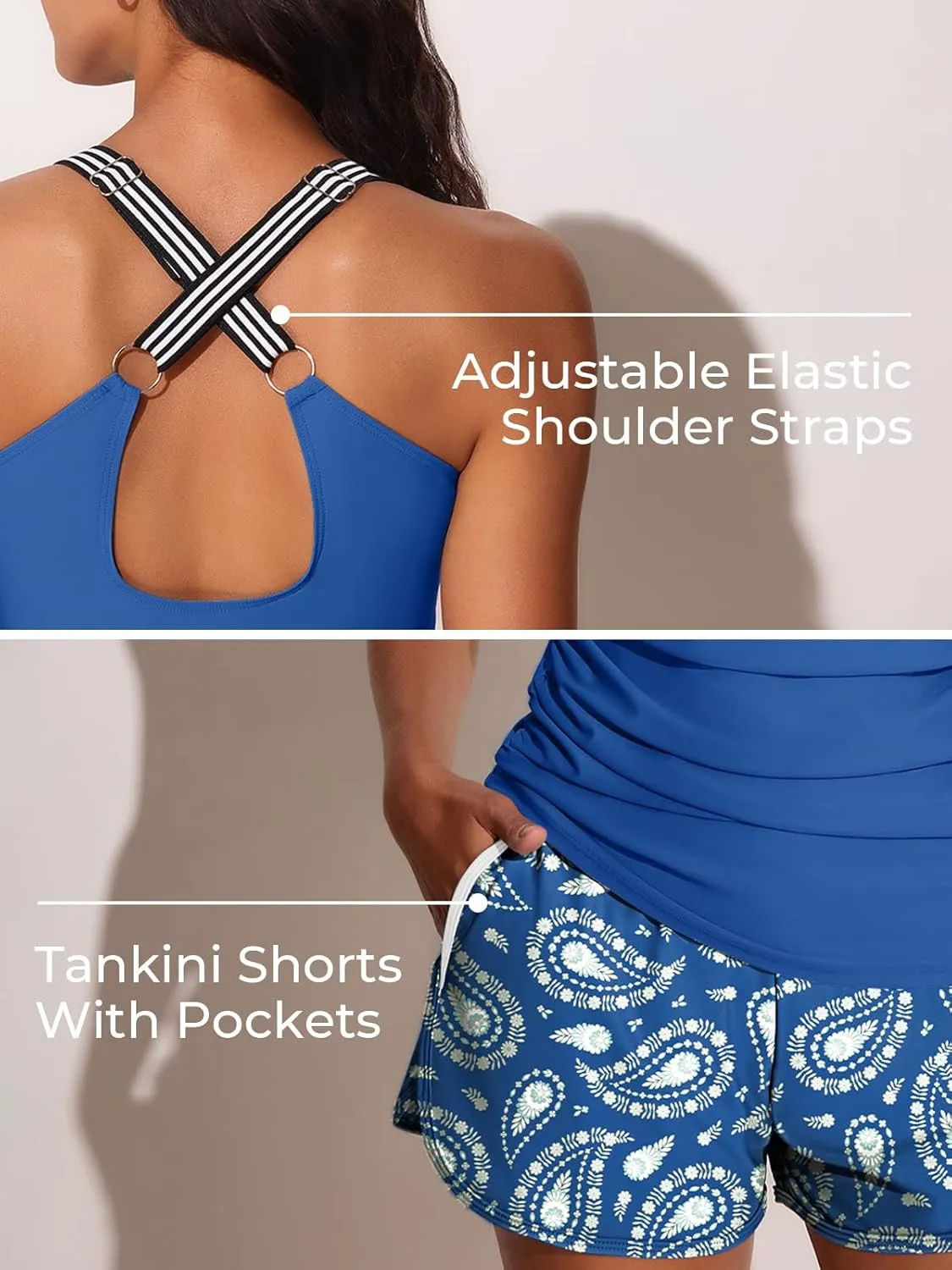 Summer Mae Modest Tankini Swimsuits for Women 2025 Two Piece Bathing Suits with Sporty Pockets Boy Shorts for Tummy Control