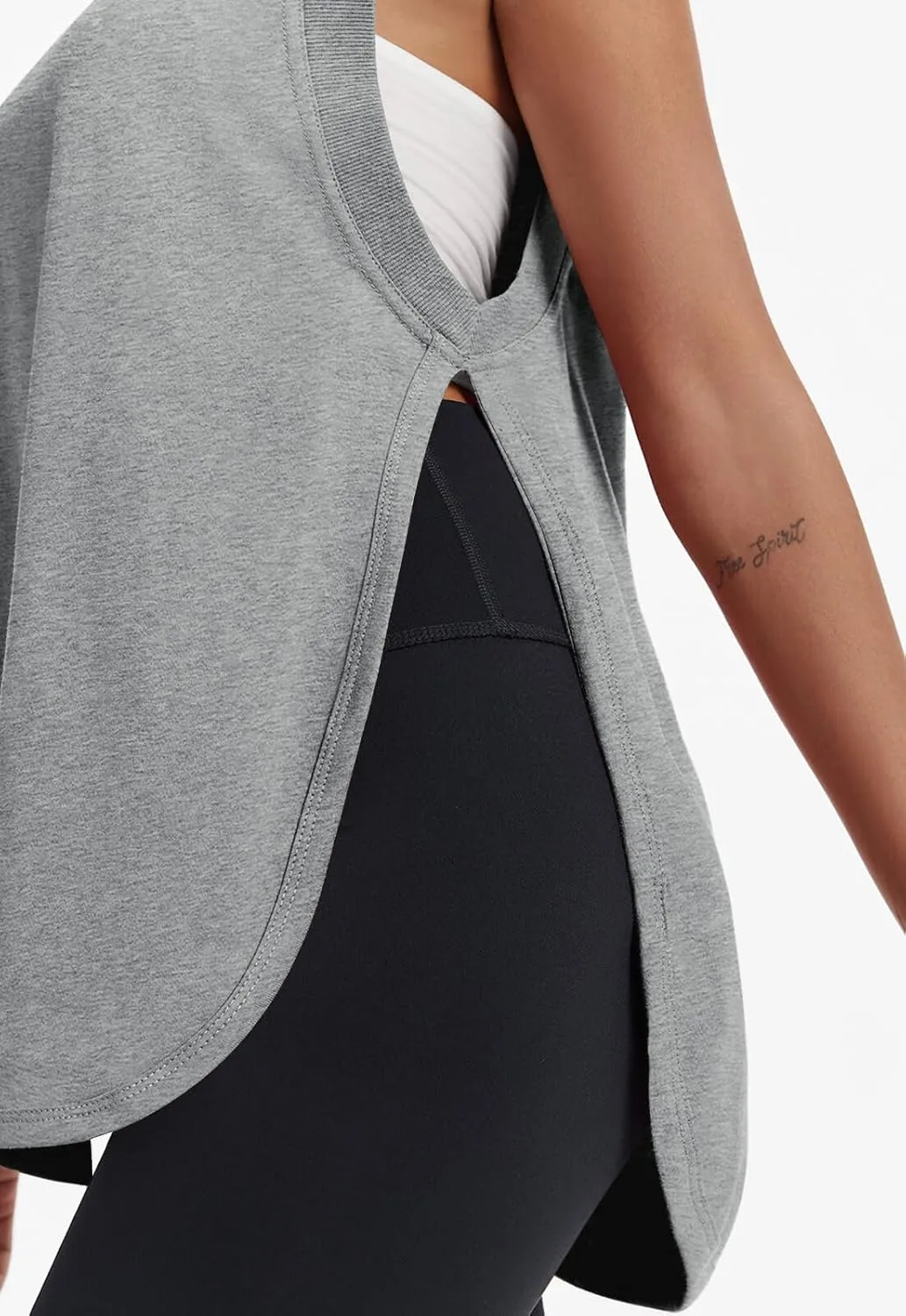 Tankaneo Womens Summer Workout Tank Tops Cotton Side Slit Sleeveless Shirts Oversized Casual Yoga Gym Tees
