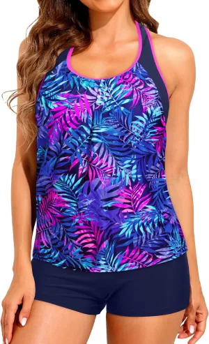 Tempt Me Women Tankini Swimsuits with Shorts - Two Piece Tummy Control Bathing Suit Racerback Sporty Swimwear 2025