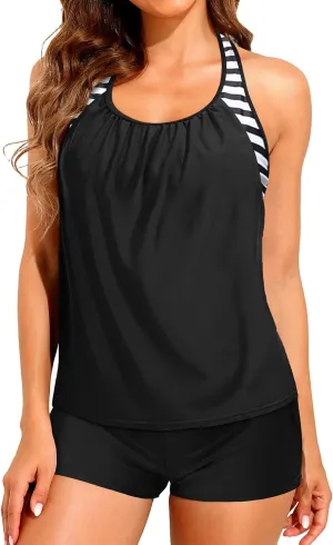 Tempt Me Women Tankini Swimsuits with Shorts - Two Piece Tummy Control Bathing Suit Racerback Sporty Swimwear 2025