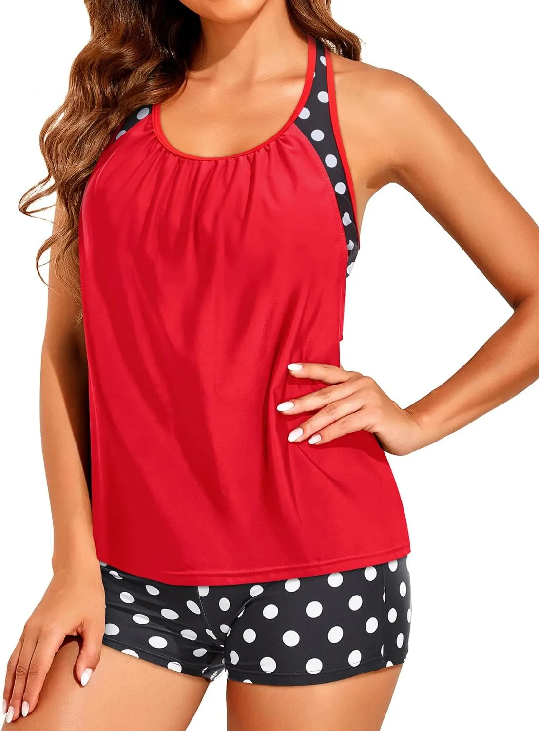 Tempt Me Women Tankini Swimsuits with Shorts - Two Piece Tummy Control Bathing Suit Racerback Sporty Swimwear 2025