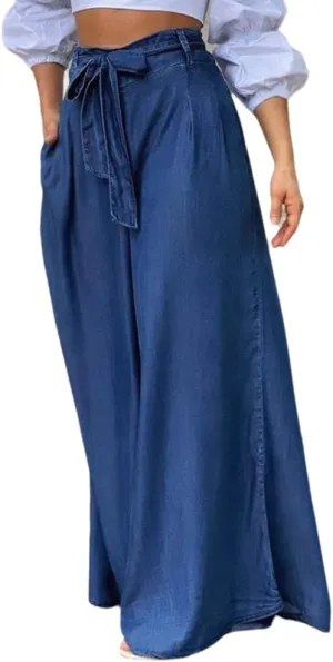 THLAI Denim Skirt Women Plus Size Jean Maxi Skirt High Waist Long Skirt 2024 Summer Skirt with Belt