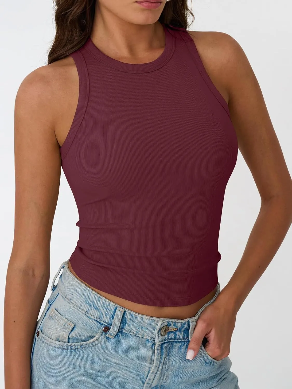 Trendy Queen Womens Tank Tops Summer Workout Racerback Ribbed Shirts Beach Vacation Outfits Spring Fashion Y2k Clothes