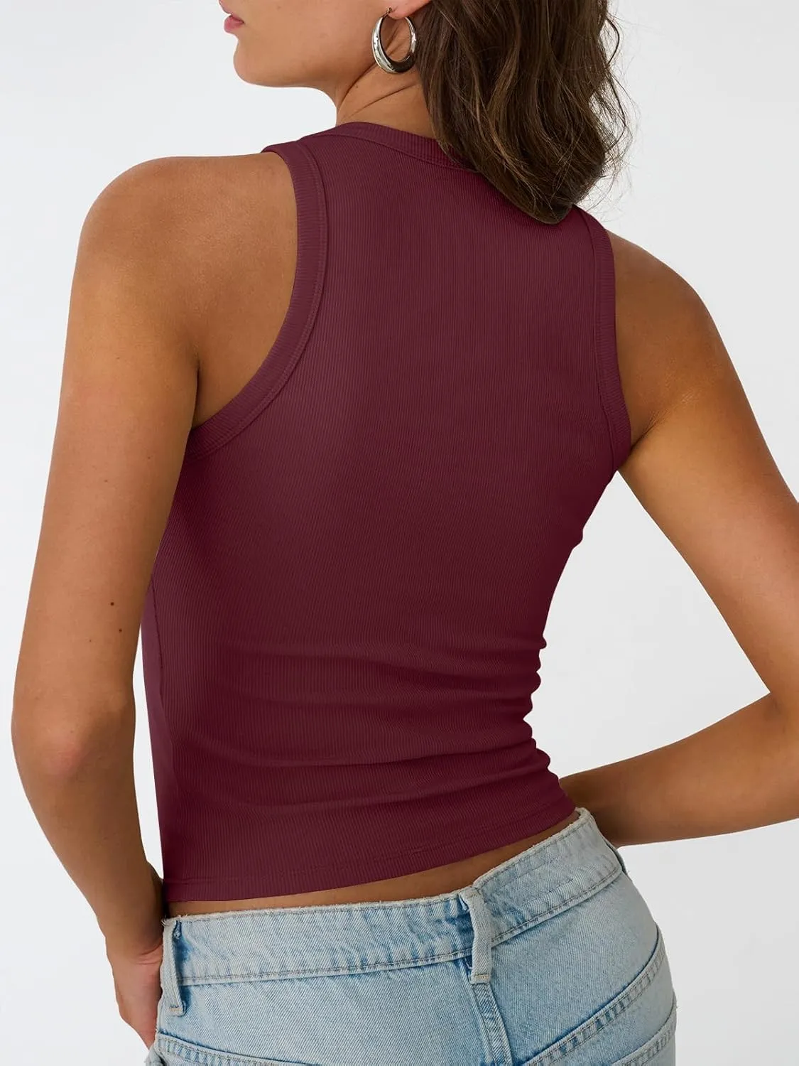 Trendy Queen Womens Tank Tops Summer Workout Racerback Ribbed Shirts Beach Vacation Outfits Spring Fashion Y2k Clothes