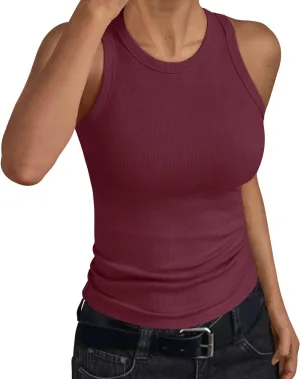 Trendy Queen Womens Tank Tops Summer Workout Racerback Ribbed Shirts Beach Vacation Outfits Spring Fashion Y2k Clothes