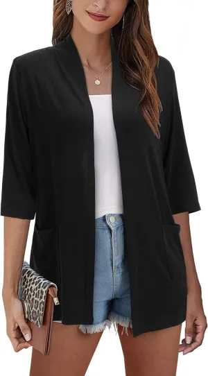ULTRANICE Cardigan for Women Lightweight Summer Sweaters 2024 Fashion Casual Tops Beach Coverup Open Front with Pockets