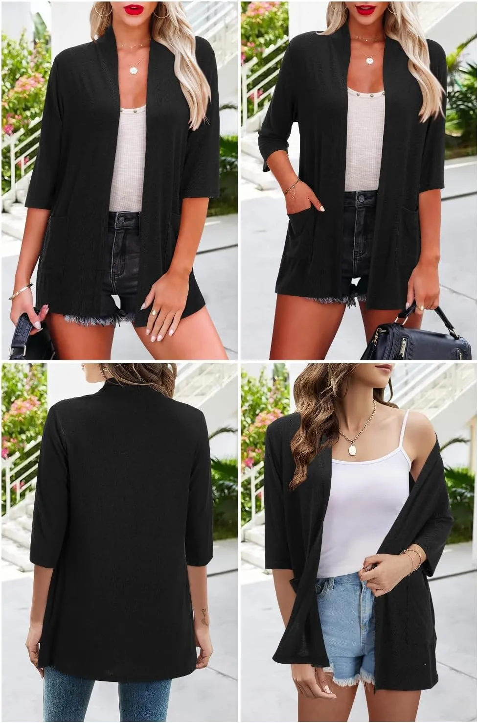 ULTRANICE Cardigan for Women Lightweight Summer Sweaters 2024 Fashion Casual Tops Beach Coverup Open Front with Pockets