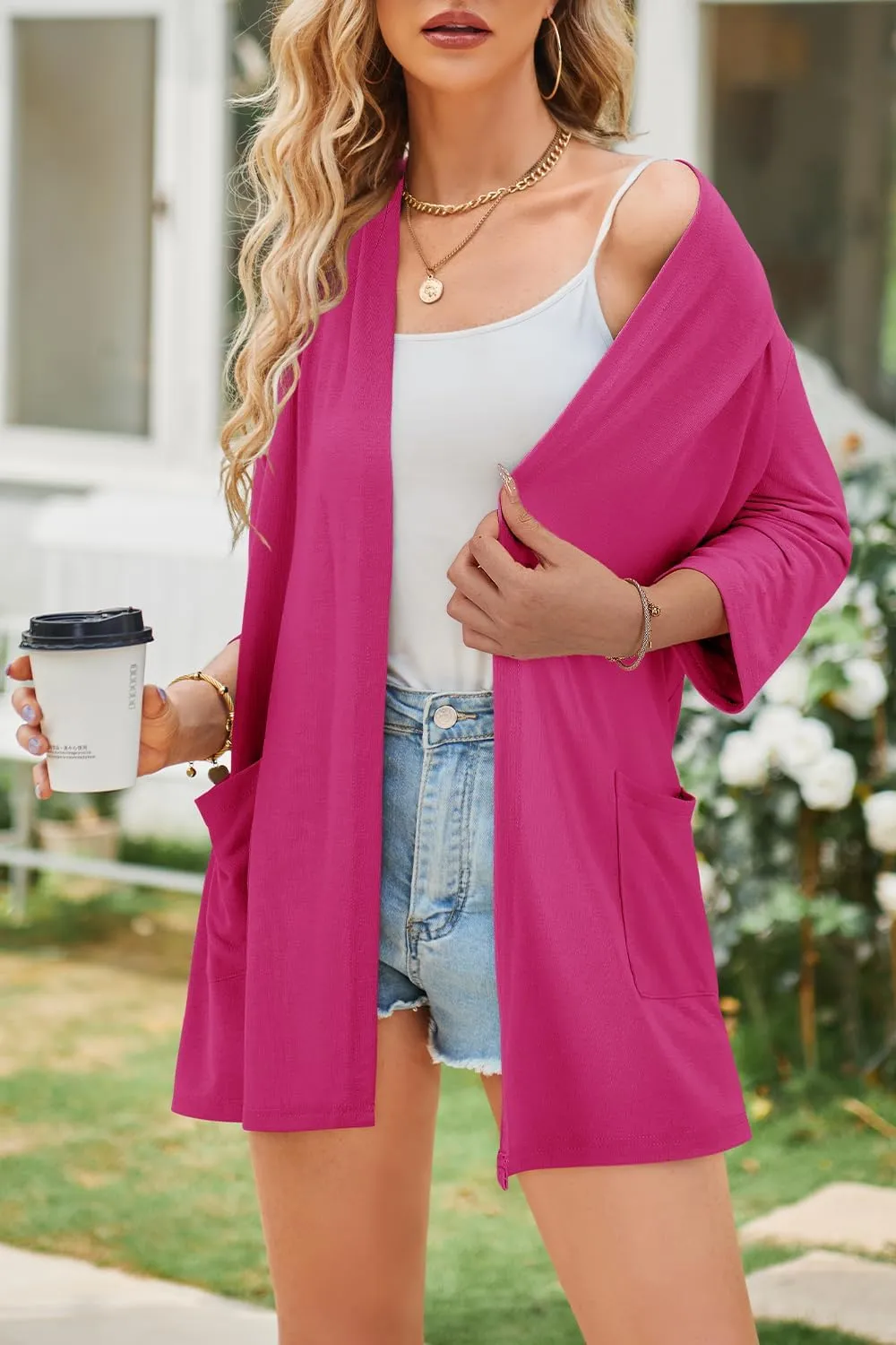 ULTRANICE Cardigan for Women Lightweight Summer Sweaters 2024 Fashion Casual Tops Beach Coverup Open Front with Pockets