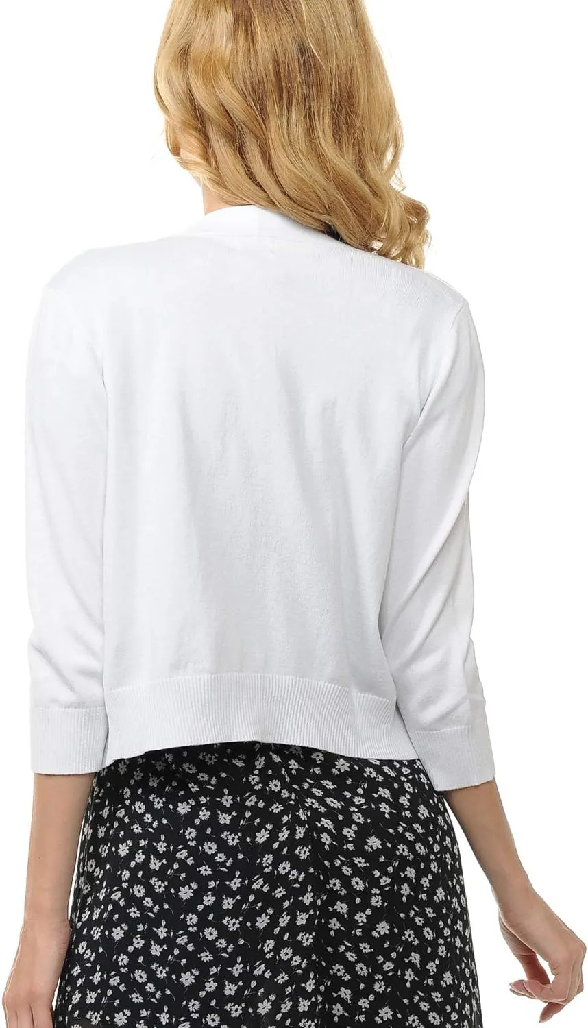 Urban Look Women's Basic 3/4 Sleeve Open Front Light Weight Sweater Cardigan