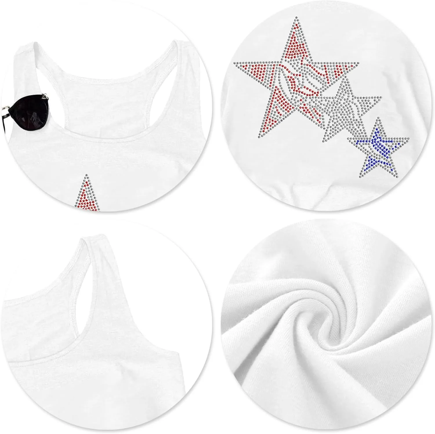 USA Tank Tops Women: Flag Sequin Tank Patriotic Shirts 4th of July Sleeveless T Shirt Summer Casual Bling Tops