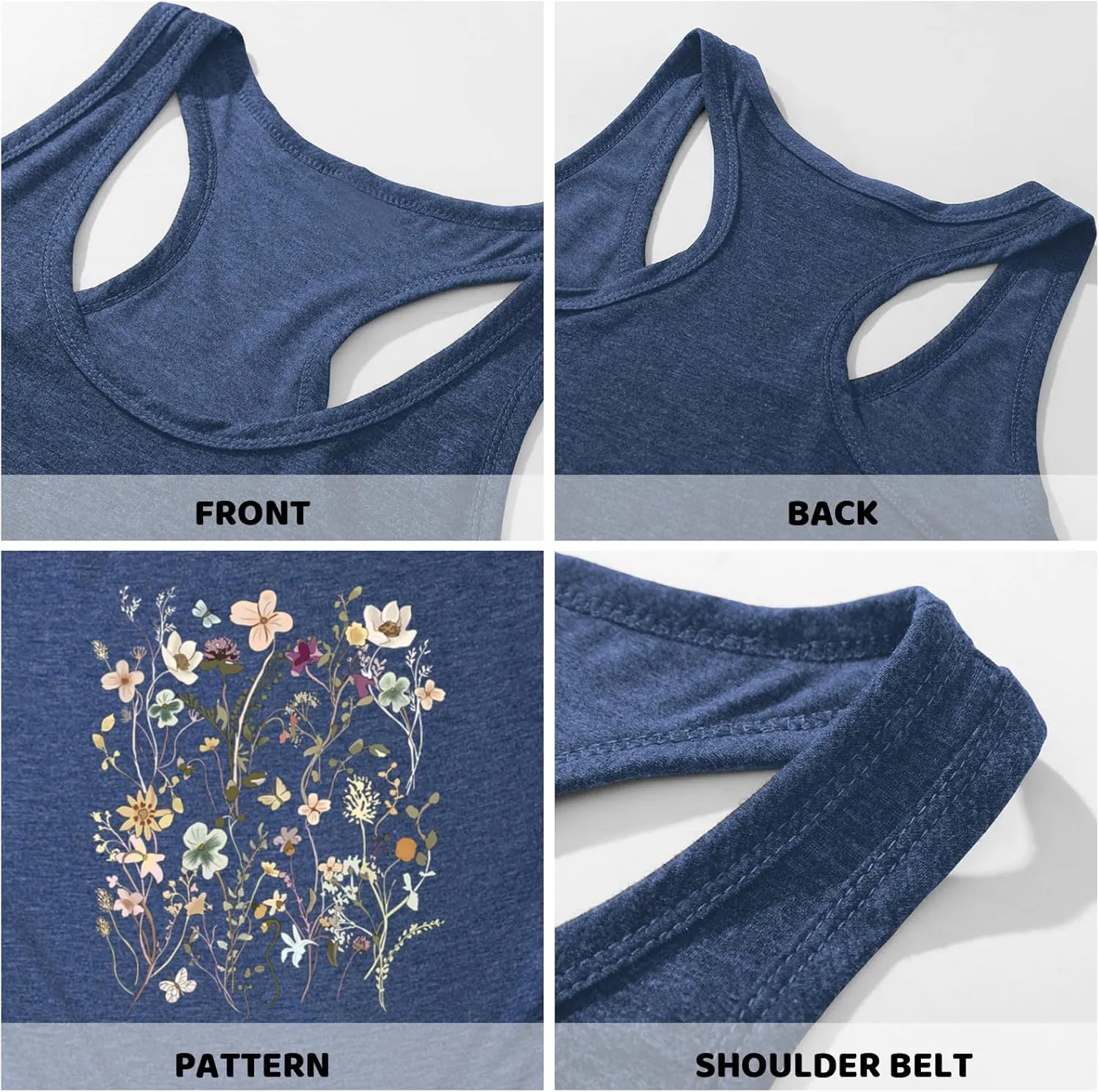 Vintage Floral Flower Tank Tops for Women Boho Wildflowers Graphic Tees Botanical Vest Casual Sleeveless Shirts Tops