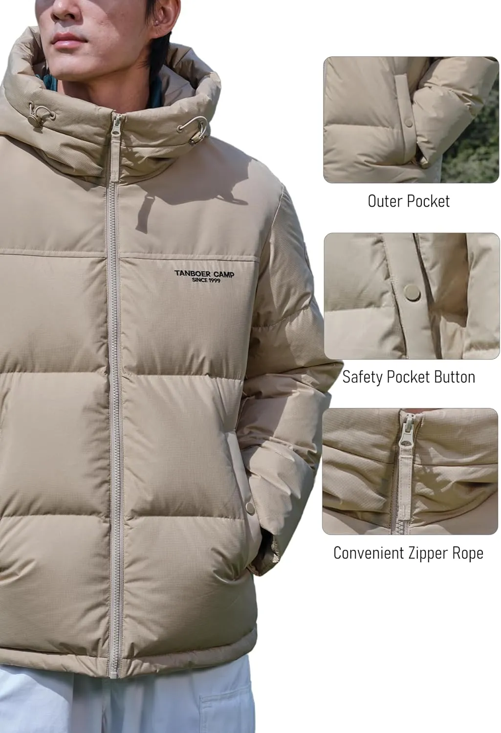 Winter Jackets for Men Thickened Puffer Jacket Hooded Windproof Quilted Warm Down Coats for Cold Weather
