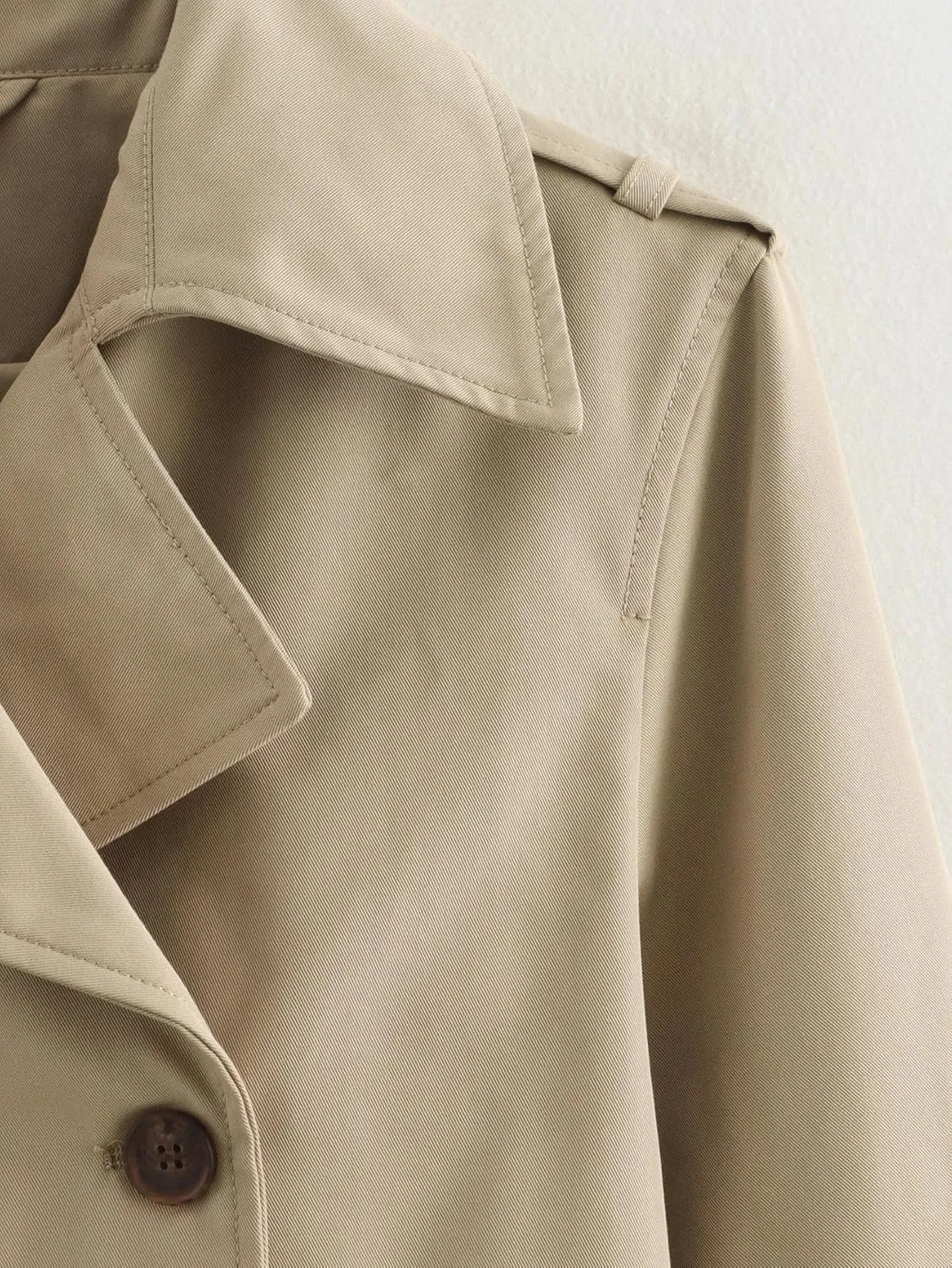 Women Vintage Casual Jackets Solid Double Breasted Lapel Short Coat Lightweight Trenchcoats