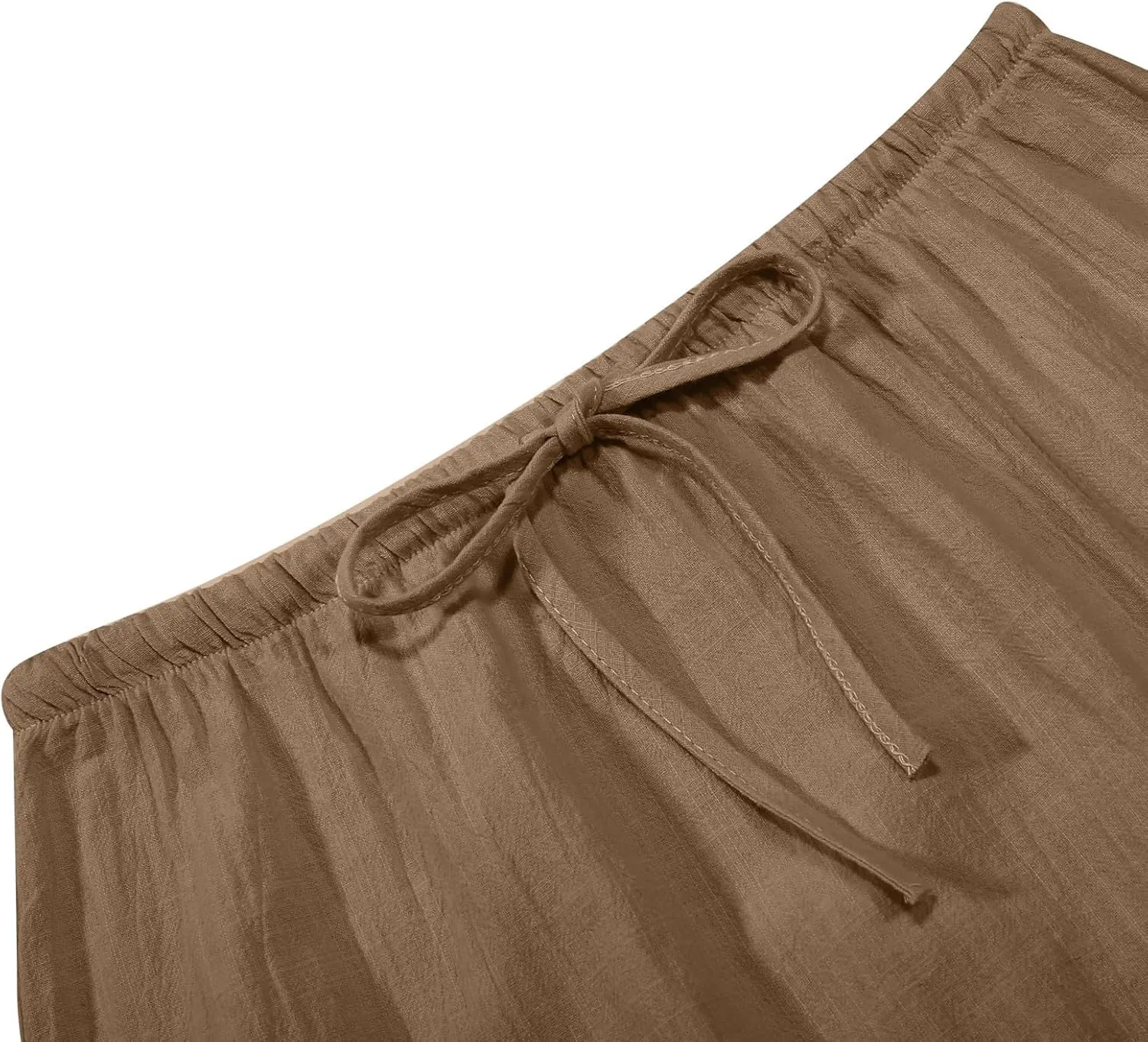 Womens Cotton Linen Maxi Skirts Drawstring Elastic Waist A-Line 2025 Summer Casual Loose Lightweight Flowy Long Skirt