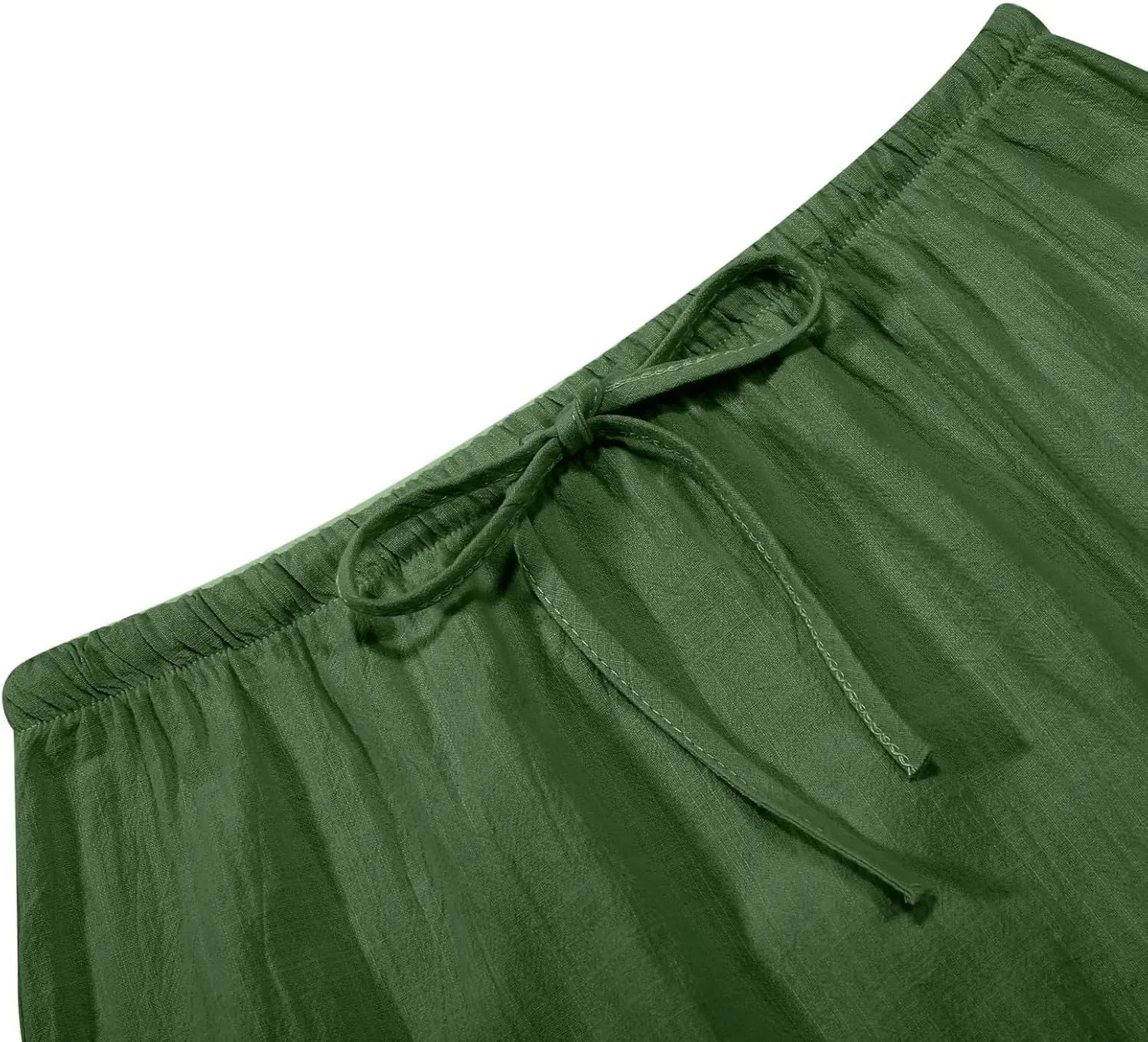 Womens Cotton Linen Maxi Skirts Drawstring Elastic Waist A-Line 2025 Summer Casual Loose Lightweight Flowy Long Skirt