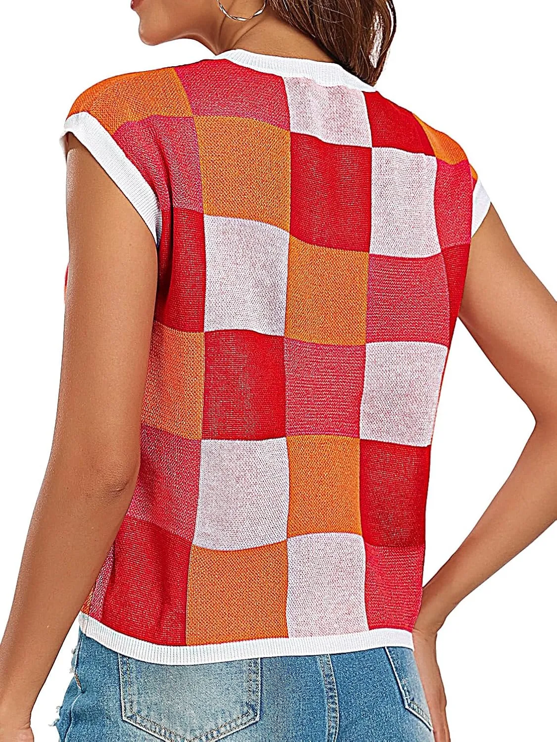 Women's Crop Tops Cap Sleeve Crew Neck Color Block Going Out Lightweight Sweater Tops